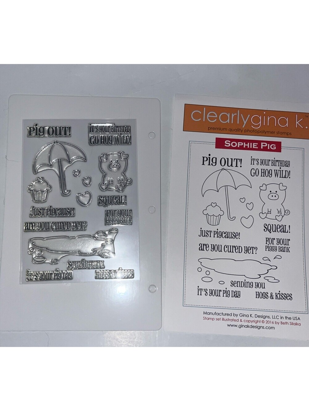 NEW Clearly Gina K. Photopolymer Stamps Sophie Pig